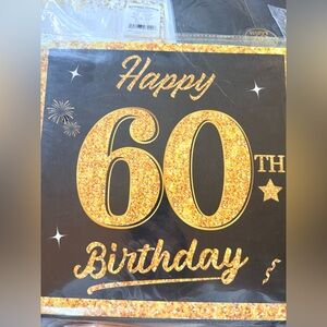 Happy 60th Birthday Decorative Wall Sign - Gold on Black